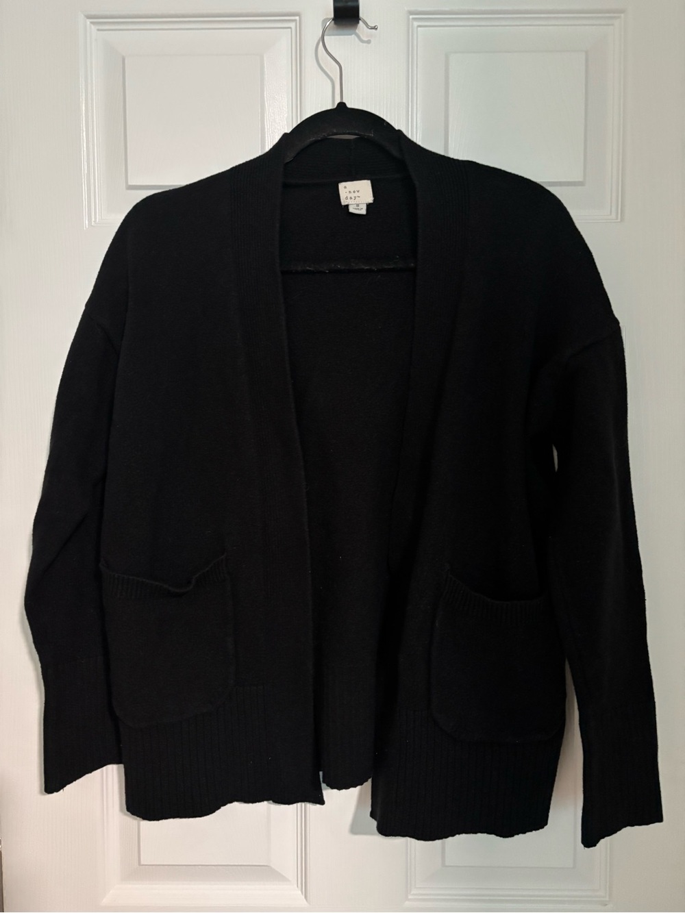 a new day Black Open-Front Pocket Cardigan Sweater